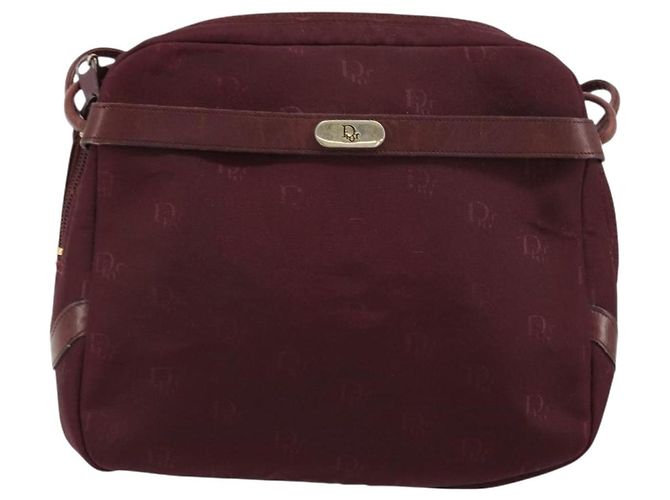 Borsa a Spalla Christian Dior Nylon Bordeaux Oro Auth ep14511 D'oro Bordò - vista 13