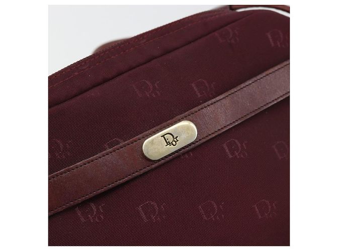 Borsa a Spalla Christian Dior Nylon Bordeaux Oro Auth ep14511 D'oro Bordò - vista 17
