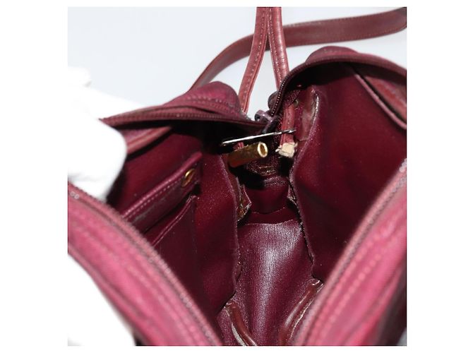 Borsa a Spalla Christian Dior Nylon Bordeaux Oro Auth ep14511 D'oro Bordò - vista 18