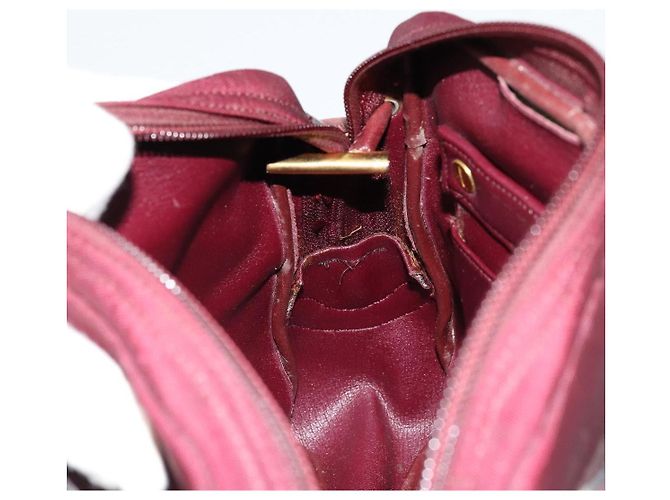 Borsa a Spalla Christian Dior Nylon Bordeaux Oro Auth ep14511 D'oro Bordò - vista 19
