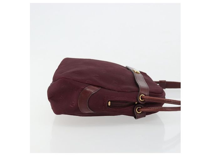 Borsa a Spalla Christian Dior Nylon Bordeaux Oro Auth ep14511 D'oro Bordò - vista 3