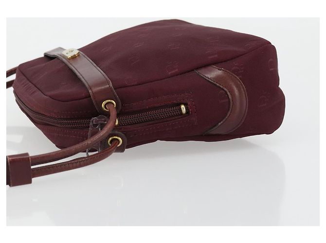Borsa a Spalla Christian Dior Nylon Bordeaux Oro Auth ep14511 D'oro Bordò - vista 4