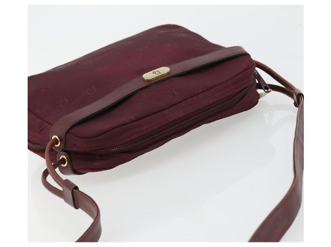 Borsa a Spalla Christian Dior Nylon Bordeaux Oro Auth ep14511 D'oro Bordò - vista 6