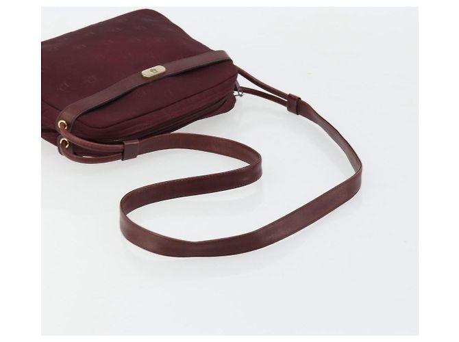 Borsa a Spalla Christian Dior Nylon Bordeaux Oro Auth ep14511 D'oro Bordò - vista 7