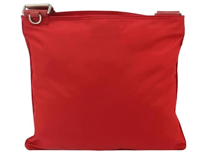 Borsa a Spalla PRADA Nylon Rosso Argento Auth 180151A - vista 2