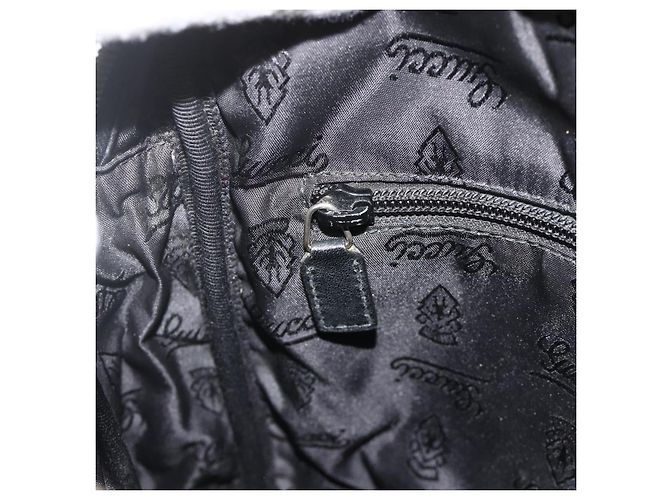Borsa a Spalla GUCCI GG Canvas Guccissima Pelle Nera e Oro 201448 Auth 177614 Nero D'oro - vista 21