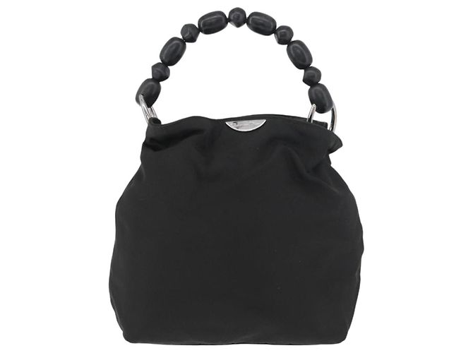 Christian Dior Maris Pearl Handtasche aus Nylon Schwarz Silber Auth 179390 - Ansicht 13