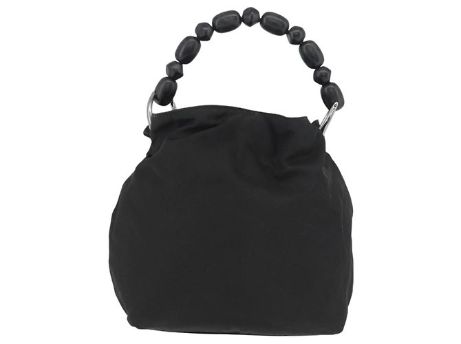 Christian Dior Maris Pearl Handtasche aus Nylon Schwarz Silber Auth 179390 - Ansicht 2