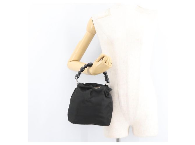 Christian Dior Maris Pearl Handtasche aus Nylon Schwarz Silber Auth 179390 - Ansicht 21