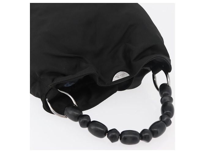Christian Dior Maris Pearl Handtasche aus Nylon Schwarz Silber Auth 179390 - Ansicht 6