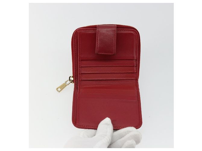 Cartera Bifold SAINT LAURENT de cuero rojo oro Auth bs35087 Roja Dorado - vista 10