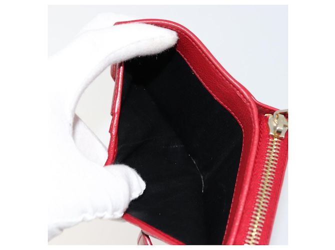 Cartera Bifold SAINT LAURENT de cuero rojo oro Auth bs35087 Roja Dorado - vista 11
