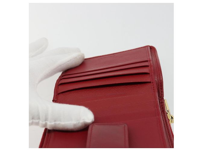 Cartera Bifold SAINT LAURENT de cuero rojo oro Auth bs35087 Roja Dorado - vista 19