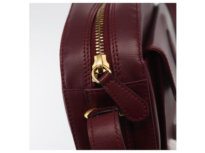 Borsa a Spalla CARTIER Must Line Pelle Bordeaux Oro Auth 180007 D'oro Bordò - vista 10