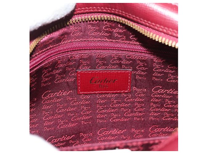 Borsa a Spalla CARTIER Must Line Pelle Bordeaux Oro Auth 180007 D'oro Bordò - vista 11