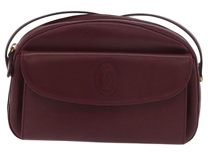 Borsa a Spalla CARTIER Must Line Pelle Bordeaux Oro Auth 180007 D'oro Bordò - vista 13