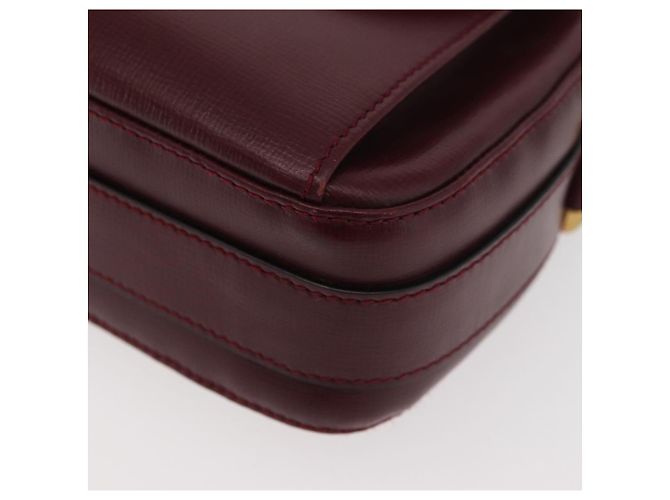 Borsa a Spalla CARTIER Must Line Pelle Bordeaux Oro Auth 180007 D'oro Bordò - vista 14