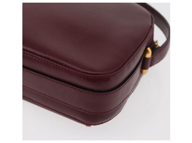 Borsa a Spalla CARTIER Must Line Pelle Bordeaux Oro Auth 180007 D'oro Bordò - vista 16