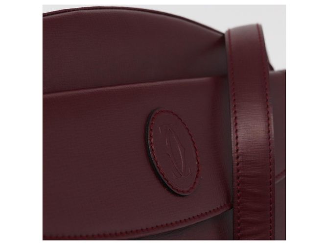 Borsa a Spalla CARTIER Must Line Pelle Bordeaux Oro Auth 180007 D'oro Bordò - vista 17