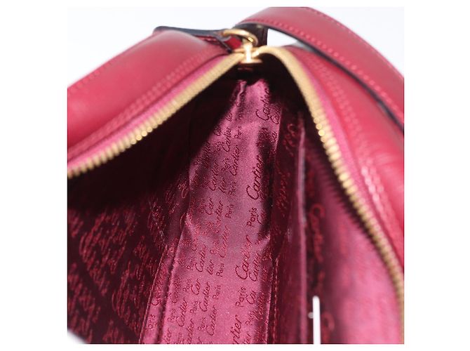 Borsa a Spalla CARTIER Must Line Pelle Bordeaux Oro Auth 180007 D'oro Bordò - vista 18