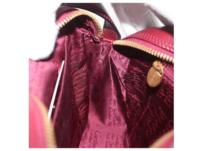 Borsa a Spalla CARTIER Must Line Pelle Bordeaux Oro Auth 180007 D'oro Bordò - vista 19