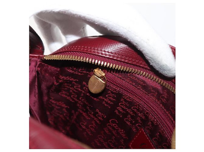 Borsa a Spalla CARTIER Must Line Pelle Bordeaux Oro Auth 180007 D'oro Bordò - vista 20