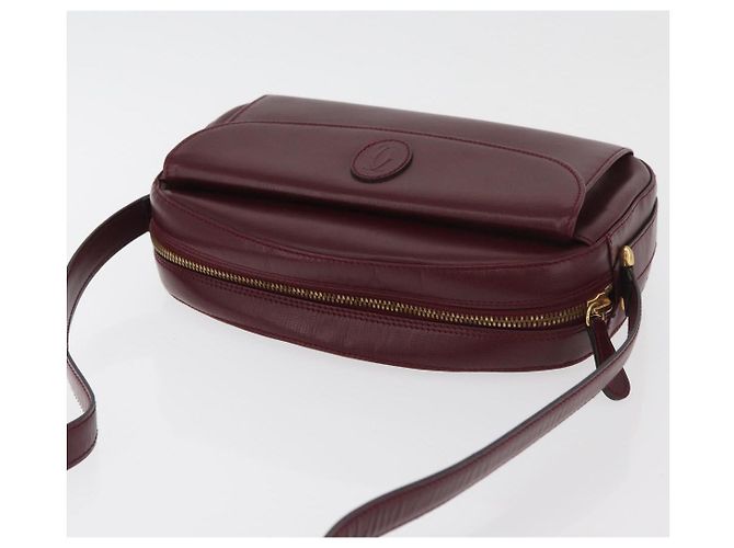 Borsa a Spalla CARTIER Must Line Pelle Bordeaux Oro Auth 180007 D'oro Bordò - vista 6
