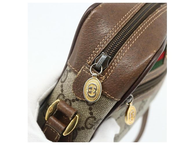 Borsa GUCCI GG Supreme Web Sherry Line in PVC Beige Oro 119 02 087 Auth 179638 D'oro - vista 10