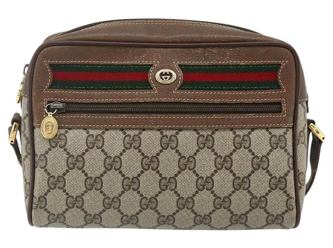 Borsa GUCCI GG Supreme Web Sherry Line in PVC Beige Oro 119 02 087 Auth 179638 D'oro - vista 13