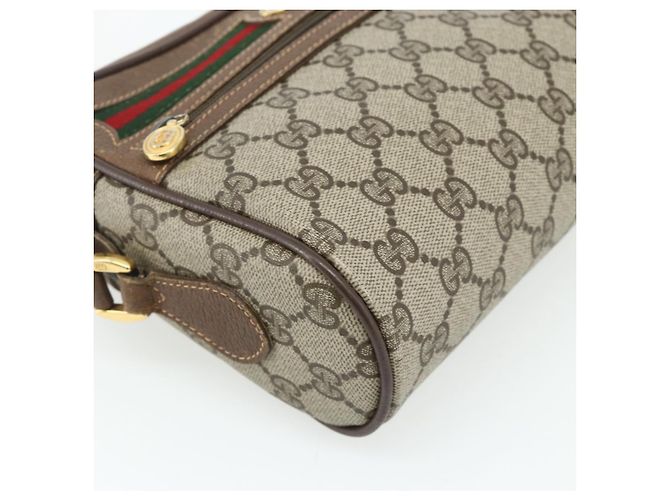 Borsa GUCCI GG Supreme Web Sherry Line in PVC Beige Oro 119 02 087 Auth 179638 D'oro - vista 14