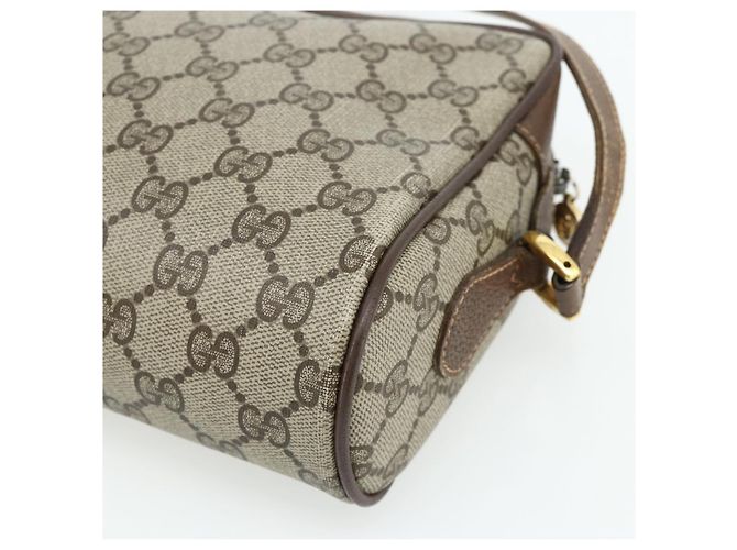 Borsa GUCCI GG Supreme Web Sherry Line in PVC Beige Oro 119 02 087 Auth 179638 D'oro - vista 15