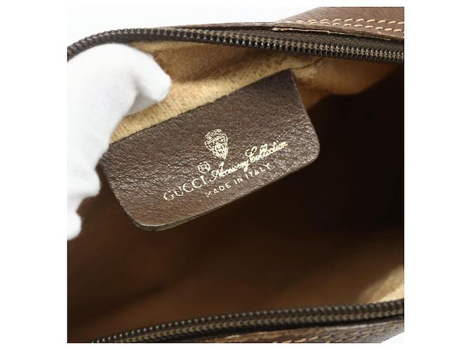 Borsa GUCCI GG Supreme Web Sherry Line in PVC Beige Oro 119 02 087 Auth 179638 D'oro - vista 17