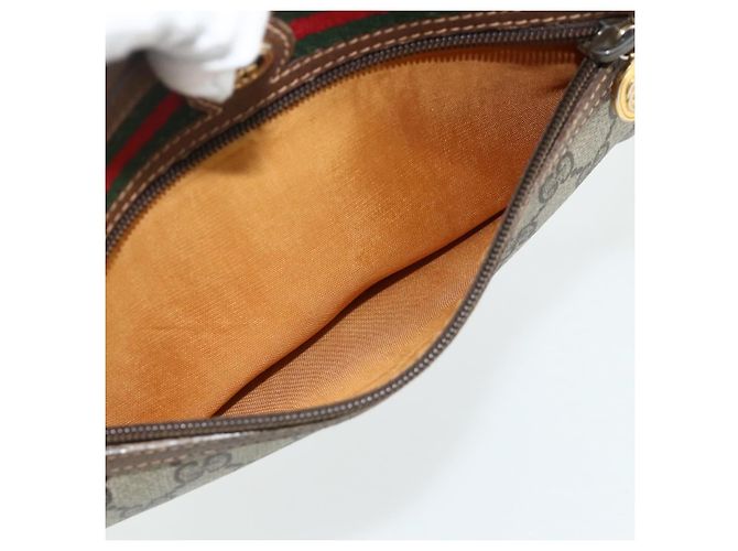 Borsa GUCCI GG Supreme Web Sherry Line in PVC Beige Oro 119 02 087 Auth 179638 D'oro - vista 20