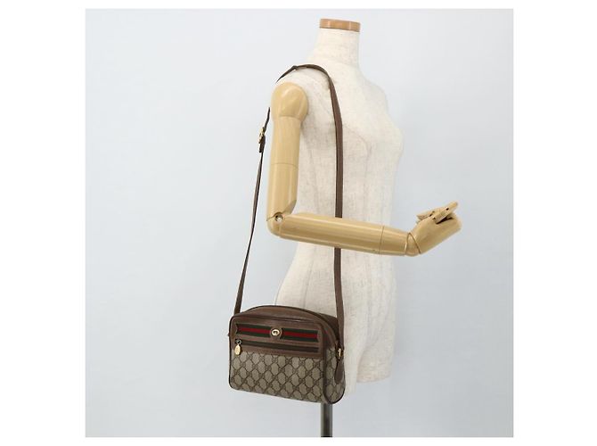 Borsa GUCCI GG Supreme Web Sherry Line in PVC Beige Oro 119 02 087 Auth 179638 D'oro - vista 21