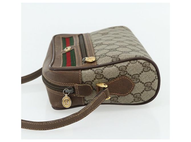 Borsa GUCCI GG Supreme Web Sherry Line in PVC Beige Oro 119 02 087 Auth 179638 D'oro - vista 3