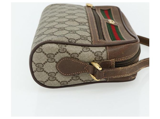 Borsa GUCCI GG Supreme Web Sherry Line in PVC Beige Oro 119 02 087 Auth 179638 D'oro - vista 4