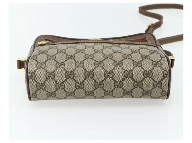 Borsa GUCCI GG Supreme Web Sherry Line in PVC Beige Oro 119 02 087 Auth 179638 D'oro - vista 5