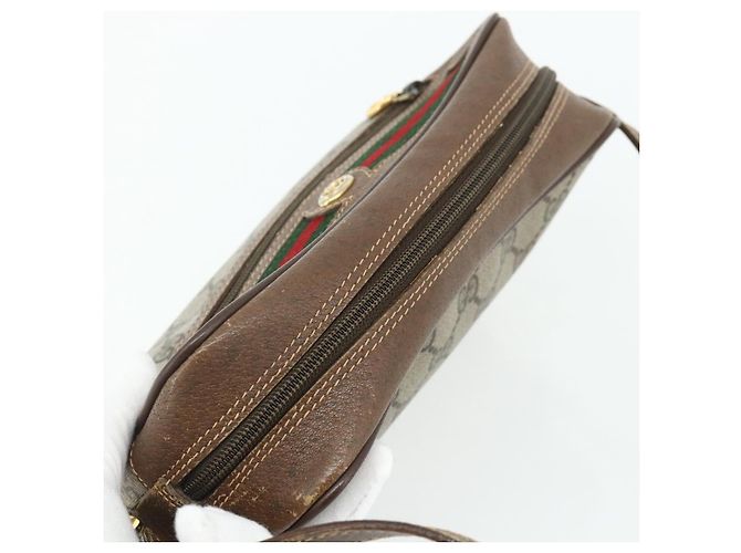 Borsa GUCCI GG Supreme Web Sherry Line in PVC Beige Oro 119 02 087 Auth 179638 D'oro - vista 6