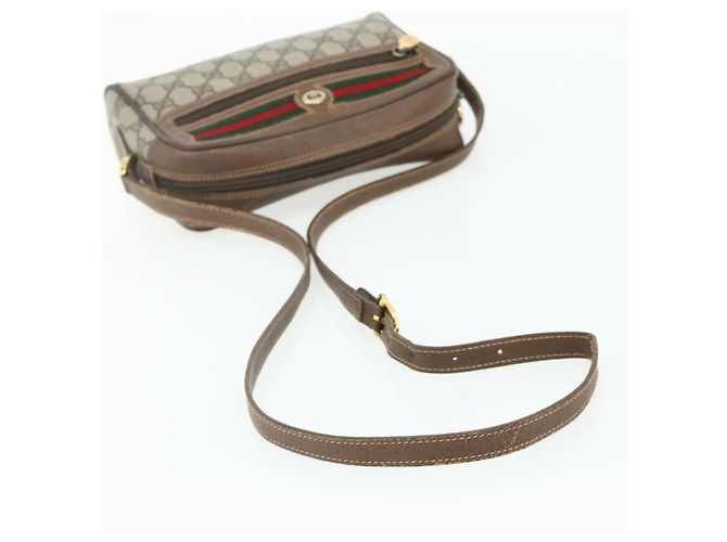 Borsa GUCCI GG Supreme Web Sherry Line in PVC Beige Oro 119 02 087 Auth 179638 D'oro - vista 7
