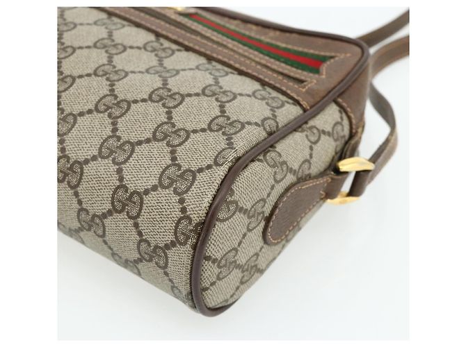 Borsa GUCCI GG Supreme Web Sherry Line in PVC Beige Oro 119 02 087 Auth 179638 D'oro - vista 9