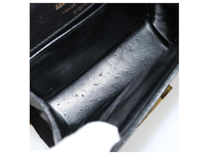 Borsa a tracolla Salvatore Ferragamo Gancini con catena in pelle nera e oro Auth 179103 Nero D'oro - vista 11
