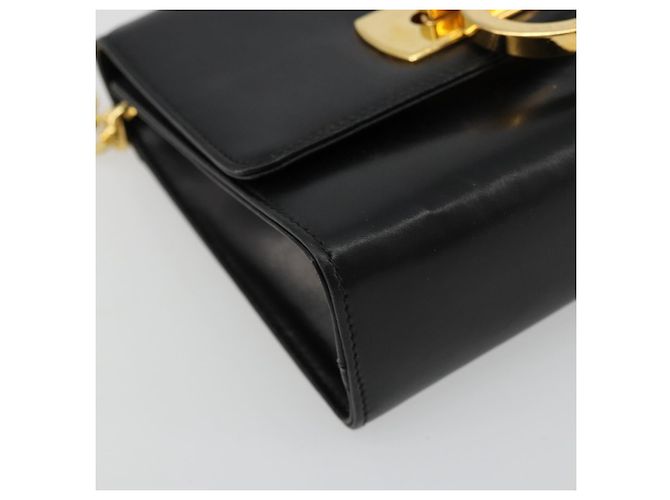 Borsa a tracolla Salvatore Ferragamo Gancini con catena in pelle nera e oro Auth 179103 Nero D'oro - vista 14