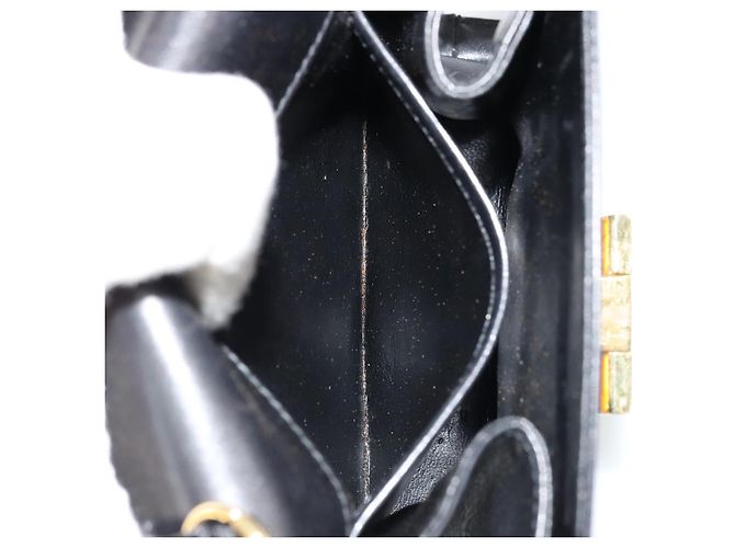 Borsa a tracolla Salvatore Ferragamo Gancini con catena in pelle nera e oro Auth 179103 Nero D'oro - vista 20