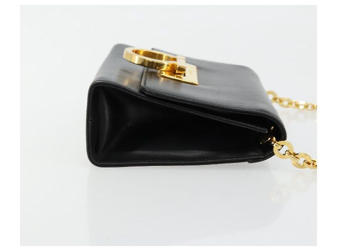 Borsa a tracolla Salvatore Ferragamo Gancini con catena in pelle nera e oro Auth 179103 Nero D'oro - vista 3
