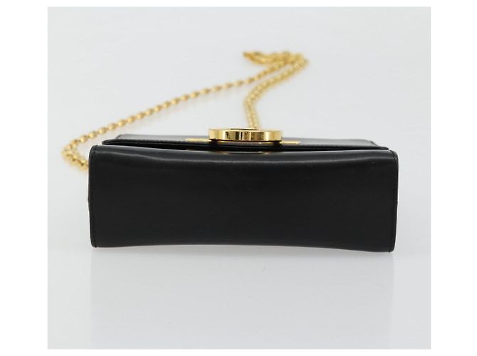 Borsa a tracolla Salvatore Ferragamo Gancini con catena in pelle nera e oro Auth 179103 Nero D'oro - vista 5