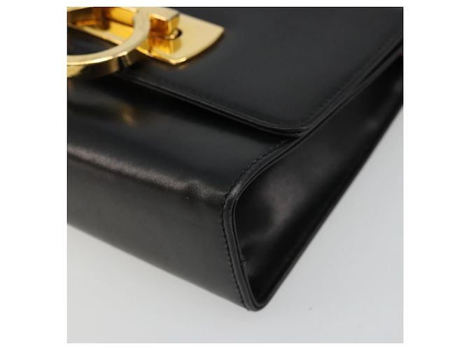 Borsa a tracolla Salvatore Ferragamo Gancini con catena in pelle nera e oro Auth 179103 Nero D'oro - vista 9