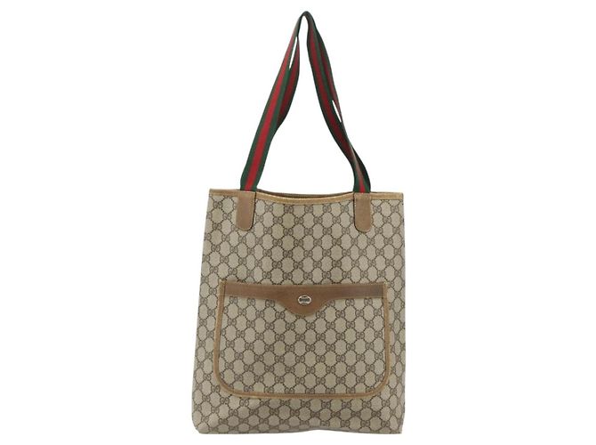 Borsa Tote GUCCI GG Supreme Web Sherry Line PVC Beige Red 40 02 003 Auth 180170 - vista 13