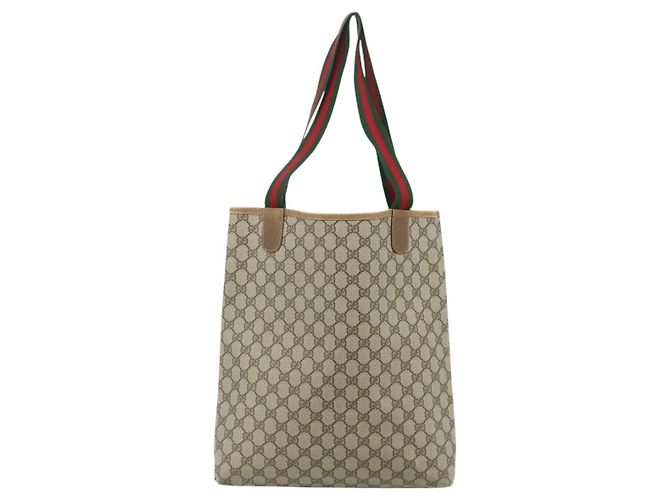 Borsa Tote GUCCI GG Supreme Web Sherry Line PVC Beige Red 40 02 003 Auth 180170 - vista 2