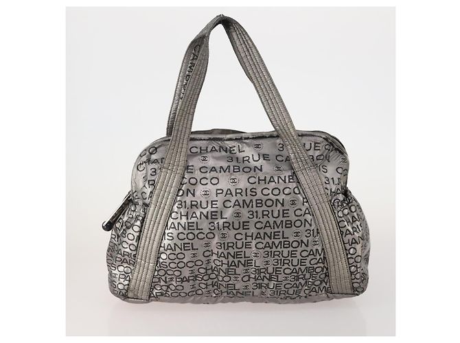 Borsa Tote CHANEL Nylon 2 Set Argento Beige CC Auth BA12495 - vista 2