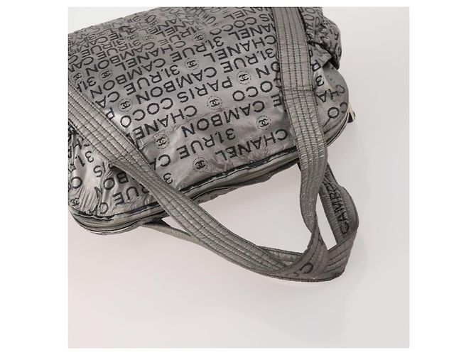 Borsa Tote CHANEL Nylon 2 Set Argento Beige CC Auth BA12495 - vista 5